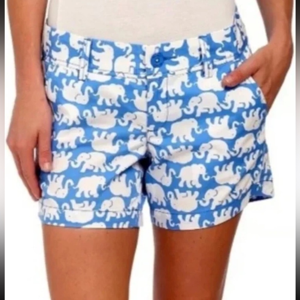 Lilly Pulitzer Sz 6 Blue Tusk In the Sun 
Callahan Short Elephant Print EC